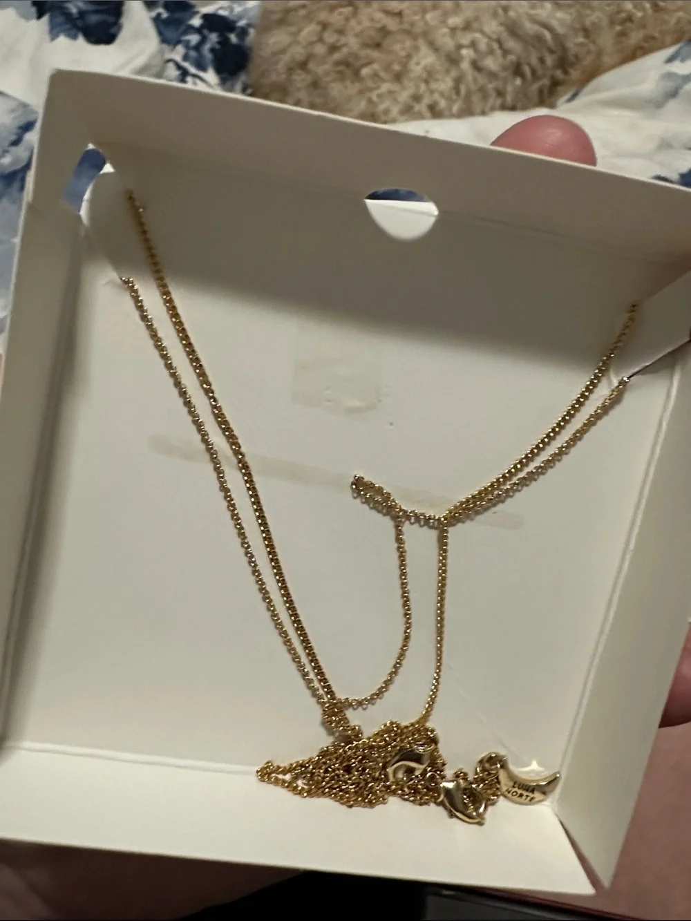 Luna Norte 14kt gold-plated brass layered necklace set features a sparkling